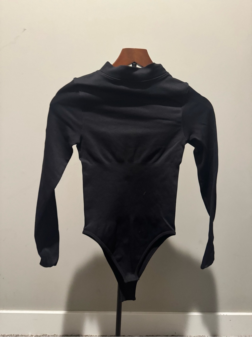 Black Long-Sleeve One-Piece Bodysuit
